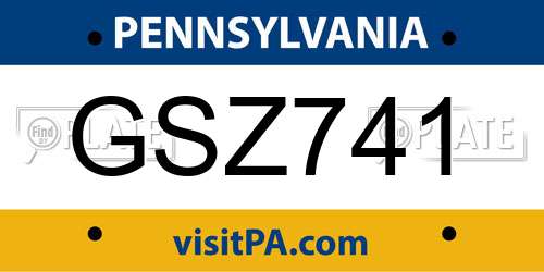 GSZ741 Pennsylvania License Plate