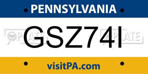 GSZ74I Pennsylvania License Plate