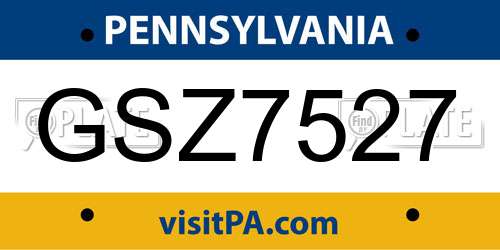 GSZ7527 Pennsylvania License Plate