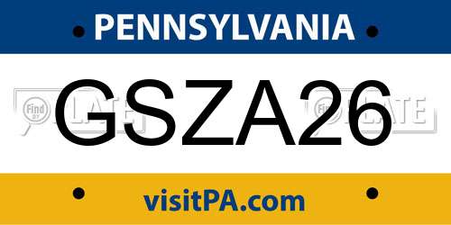 GSZA26 Pennsylvania License Plate