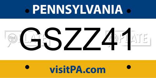 GSZZ41 Pennsylvania License Plate