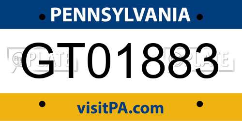 GT01883 Pennsylvania License Plate