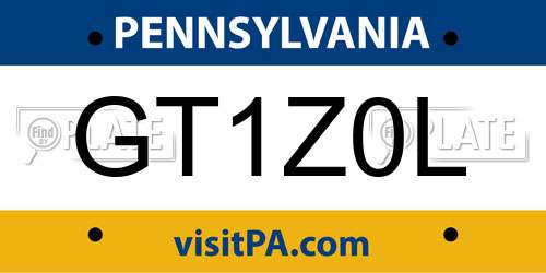 GT1Z0L Pennsylvania License Plate