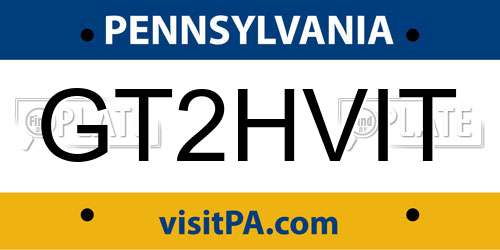GT2HVIT Pennsylvania License Plate