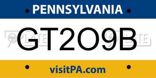 GT2O9B Pennsylvania License Plate