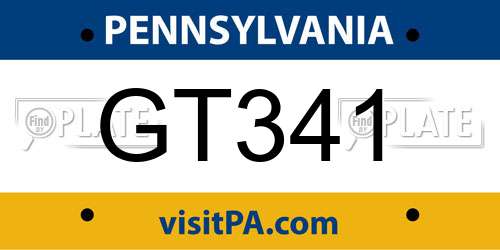 GT341 Pennsylvania License Plate