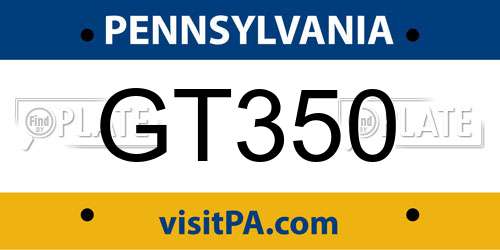 GT350 Pennsylvania License Plate