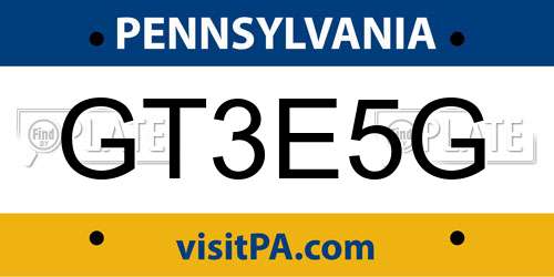 GT3E5G Pennsylvania License Plate