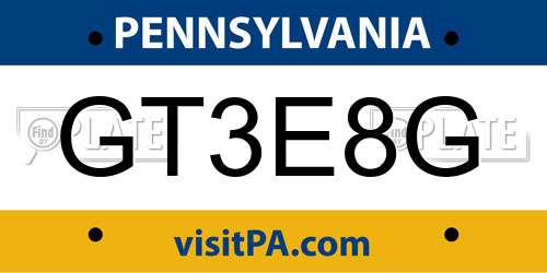 GT3E8G Pennsylvania License Plate