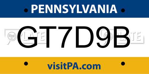 GT7D9B Pennsylvania License Plate