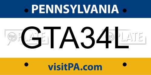 GTA34L Pennsylvania License Plate
