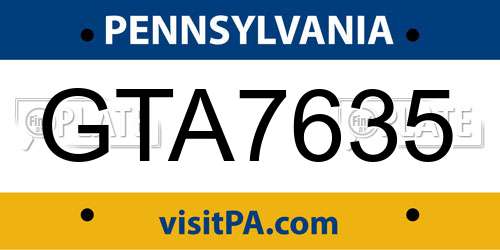 GTA7635 Pennsylvania License Plate