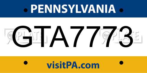 GTA7773 Pennsylvania License Plate