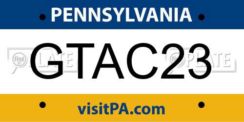 GTAC23 Pennsylvania License Plate