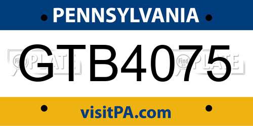 GTB4075 Pennsylvania License Plate