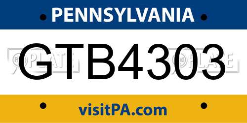 GTB4303 Pennsylvania License Plate