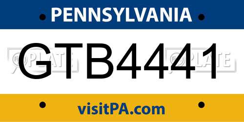 GTB4441 Pennsylvania License Plate