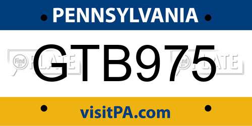 GTB975 Pennsylvania License Plate
