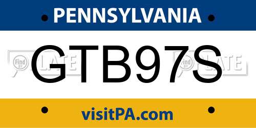GTB97S Pennsylvania License Plate