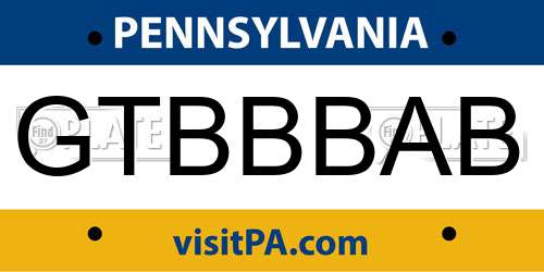 GTBBBAB Pennsylvania License Plate