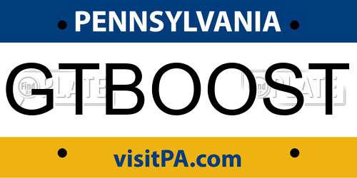 GTBOOST Pennsylvania License Plate