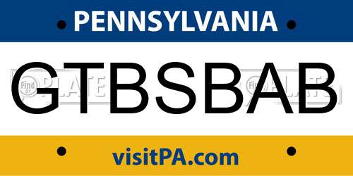 GTBSBAB Pennsylvania License Plate