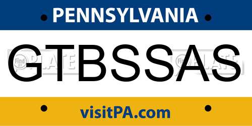 GTBSSAS Pennsylvania License Plate