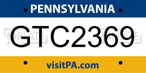 GTC2369 Pennsylvania License Plate