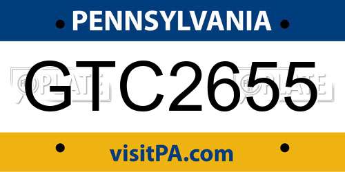 GTC2655 Pennsylvania License Plate