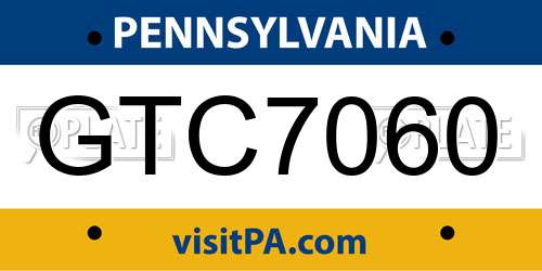 GTC7060 Pennsylvania License Plate