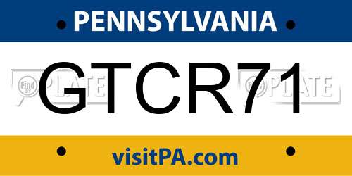 GTCR71 Pennsylvania License Plate