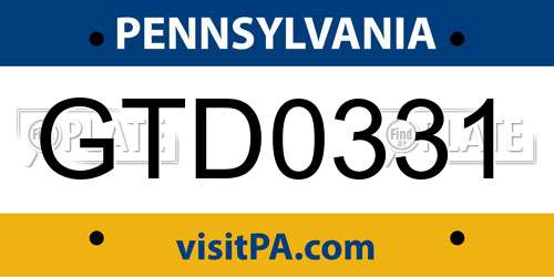 GTD0331 Pennsylvania License Plate