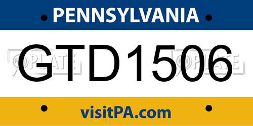 GTD1506 Pennsylvania License Plate