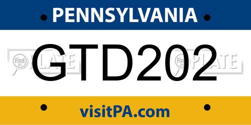 GTD202 Pennsylvania License Plate