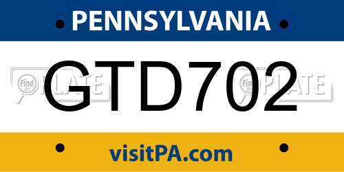 GTD702 Pennsylvania License Plate