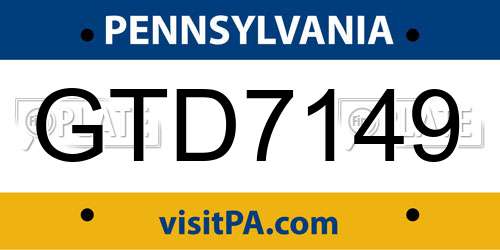 GTD7149 Pennsylvania License Plate