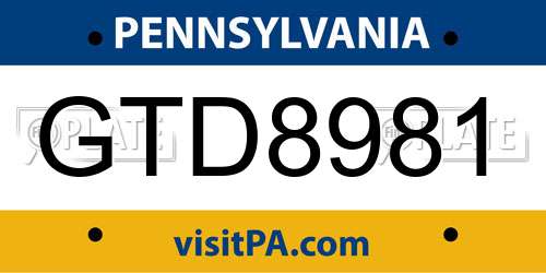 GTD8981 Pennsylvania License Plate