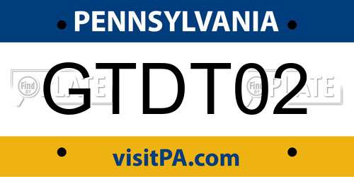 GTDT02 Pennsylvania License Plate