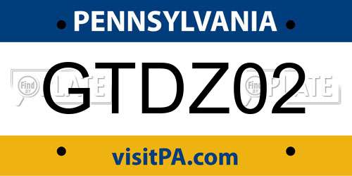GTDZ02 Pennsylvania License Plate