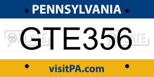 GTE356 Pennsylvania License Plate