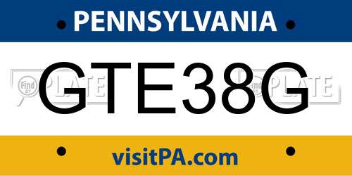 GTE38G Pennsylvania License Plate