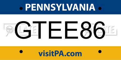 GTEE86 Pennsylvania License Plate
