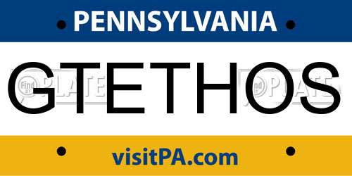GTETHOS Pennsylvania License Plate