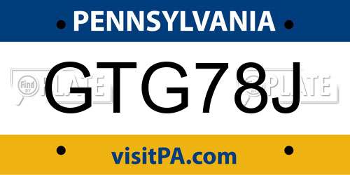 GTG78J Pennsylvania License Plate