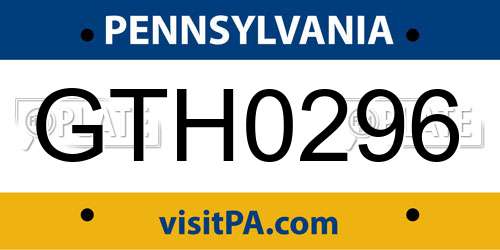 GTH0296 Pennsylvania License Plate