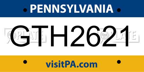 GTH2621 Pennsylvania License Plate