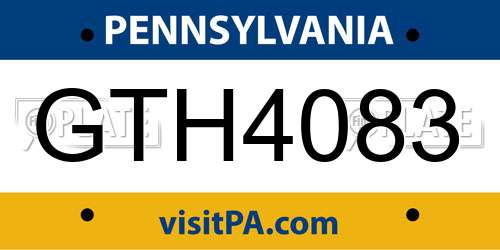 GTH4083 Pennsylvania License Plate
