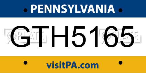 GTH5165 Pennsylvania License Plate