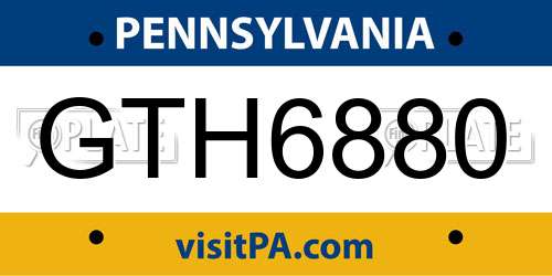 GTH6880 Pennsylvania License Plate