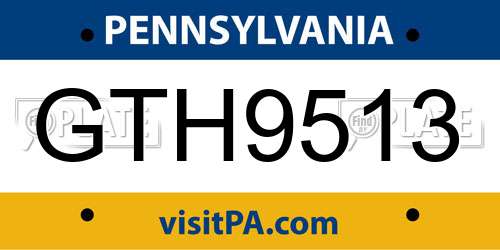 GTH9513 Pennsylvania License Plate